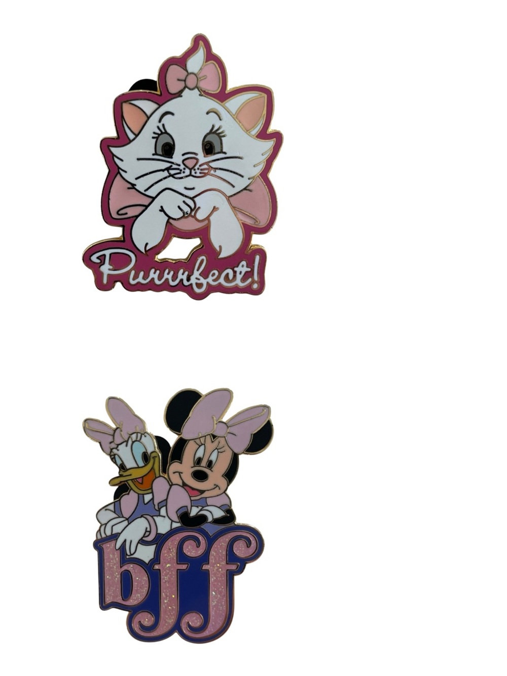 Disney Pins Set of 2 Aristocats Purrrfect and Minnie and Daffy Duck BFF EUC
